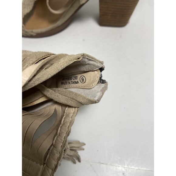 Not Rated High Heel Sandals Womens Size 9 Tan Fabric Upper Open Toe - Picture 5 of 7